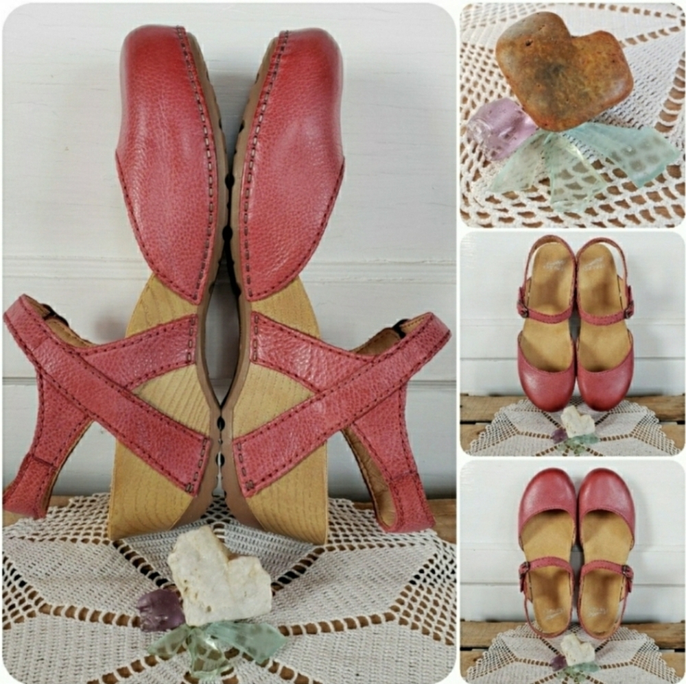 ⚘inQuire⚘AvaiLable!⚘Red Dansko Tiffani Strappy Clog Fairy Boho Cottage Prairie♡ - Picture 8 of 12